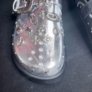 Silver studded clogs